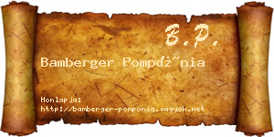 Bamberger Pompónia névjegykártya
